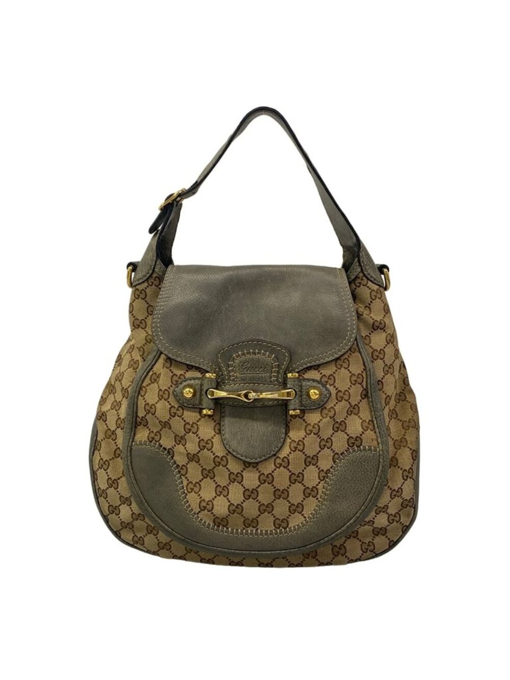 Gucci Shoulder Bag Horsebit New Pelham Light Brown Khaki Leather